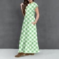 thumbnail image 6 of 2025 Girls Dresses with Pockets 6-12 Years Kids Ruffle Short Sleeve Crew Neck Trendy Plaid Printed Pullover Long Maxi Dress, 6 of 7