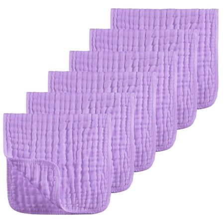 

Muslin Burp Cloths 100% Cotton Muslin Cloths Large 20 x10 Extra Soft and Absorbent 6 Pack Baby Burping Cloth for Boys and Girls by Looxii(Purple)