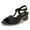 Black, variant on YDN Women Comfy Bowknot Round Open Toe T-strap Sandals Chunky Low Heels Buckle Up Shoes Daily Work Shopping Size 7 Black