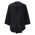 thumbnail image 5 of MIXUE Boho Tops For Women Summer Linen Solid Color V Neck Short Sleeve Casual Pullover Shirts For Women Tee Shirts Daily-Wear,Black,L, 5 of 5