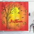 thumbnail image 1 of Autumn Shower Curtain, Hand Drawn Fall Landscape with a Quote Warm Colored Seasonal Nature Illustration, Fabric Bathroom Set with Hooks, 69W X 84L Inches Extra Long, Multicolor, by Ambesonne, 1 of 3