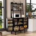 thumbnail image 2 of 58” Pantry Cabinets with Microwave Shelves, Small Kitchen Pantry Storage Cabinet with Adjustable Shelves for Kitchen, Dining Room, Living Room Use (Black), 2 of 7