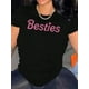 thumbnail image 1 of Camiseta elegante con estampado de corazón rosa para mujer - Cuello redondo informal, manga corta, algodón elástico, lavable a máquina - Camiseta perfecta para el verano y el tiempo libre, 1 of 6
