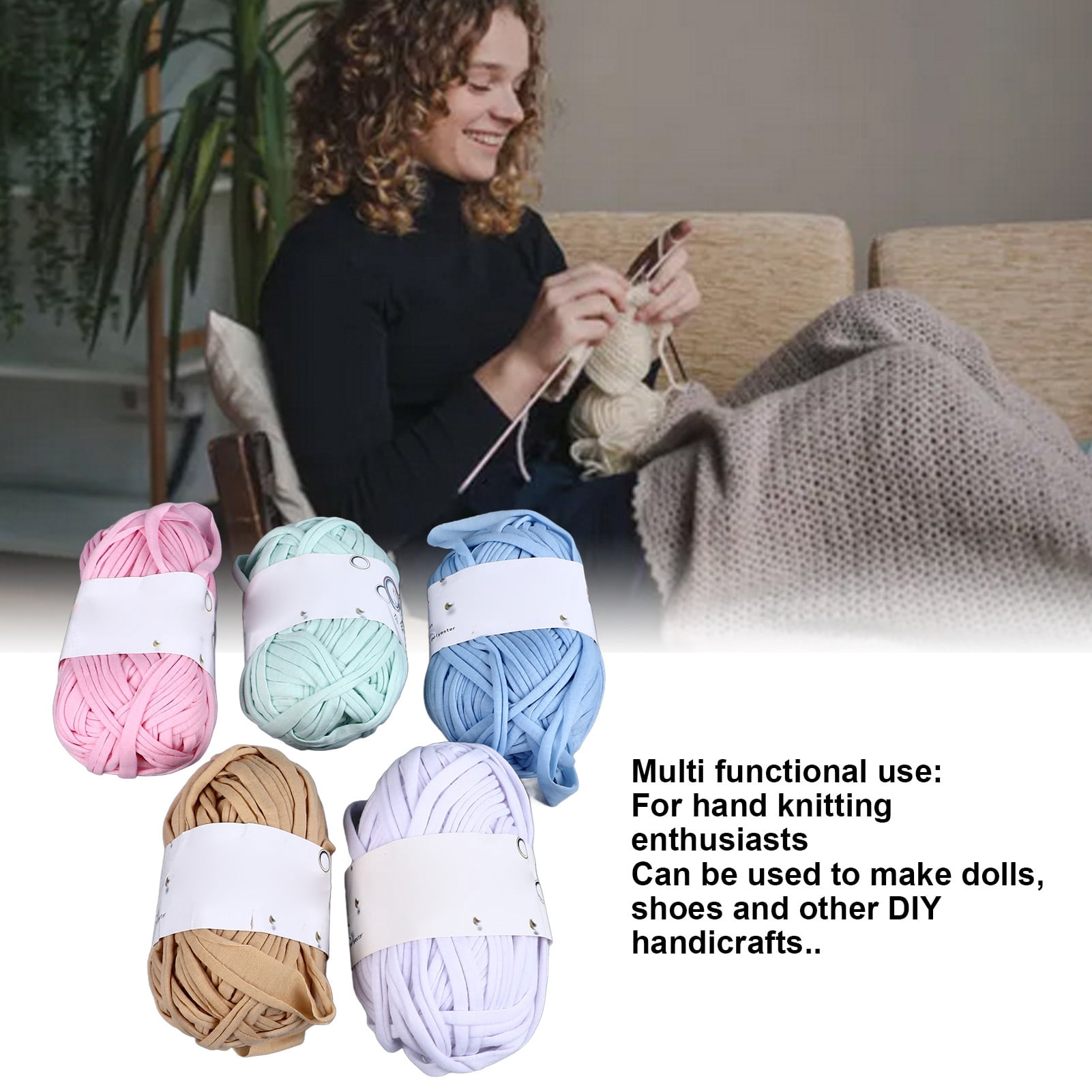 BIMZUC 5Pcs Super Chunky Yarn for Crocheting and Knitting, Thick Bulky Cloth Yarn for Dolls Shoes Bags Crafts
