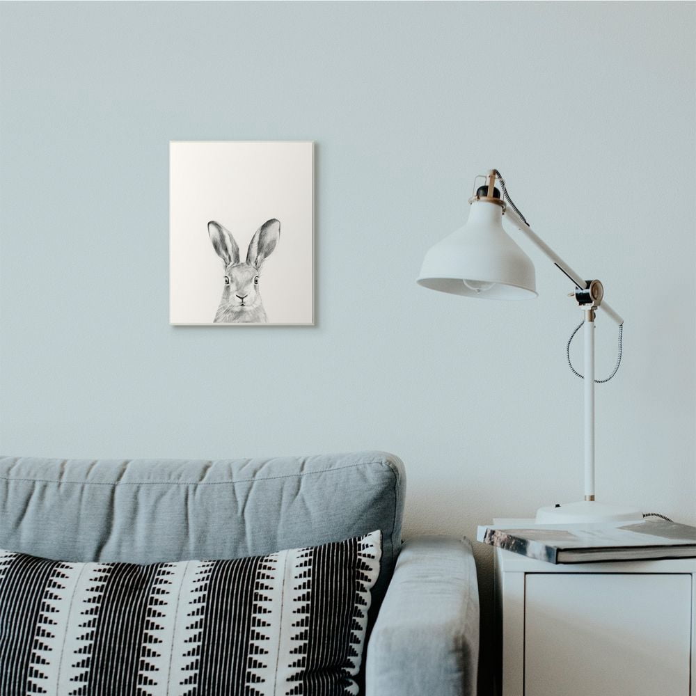 Stupell Industries Bunny Rabbit Portrait Grey Drawing Design Wall Plaque by Victoria Borges