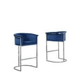 thumbnail image 3 of Tabouret de Bar en Velours Bleu Marine (Unité) avec Base en Métal Chromé Argenté, 3 of 3