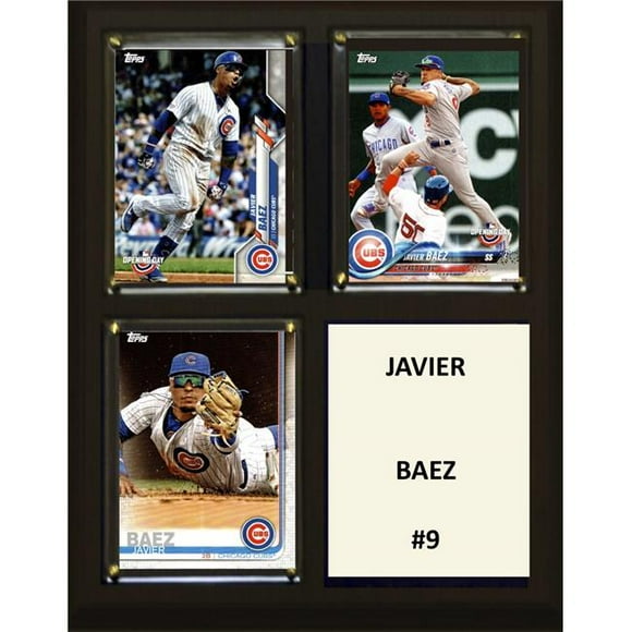 C&I Collectables 810JAVBAEZ 8 x 10 in. MLB Javier Baez Chicago Cubs Three Card Plaque