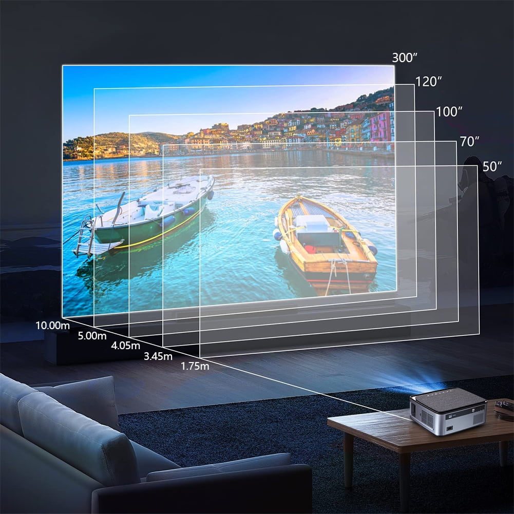 FLZEN MX 1080p LCD Multimedia Projector with HDMI Cable, Gray