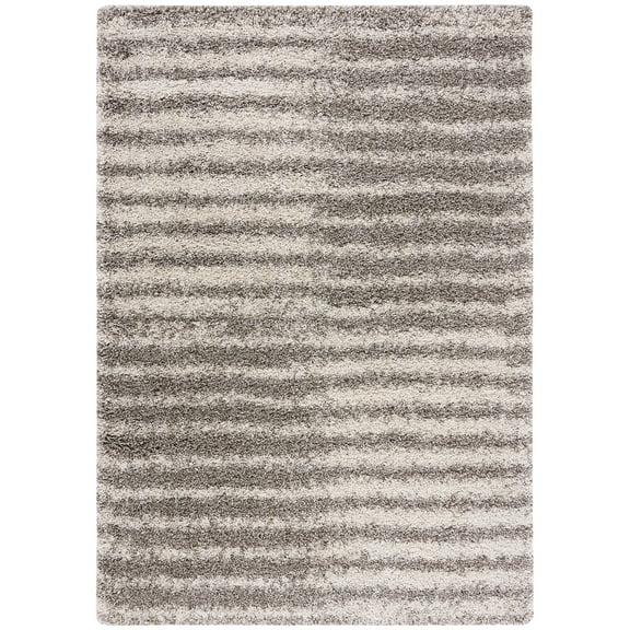 SAFAVIEH Hudson Shag Jagoda Striped Area Rug, Grey/Ivory, 9' x 12'