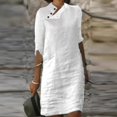 thumbnail image 1 of Summer Casual Dress Women Button Neck Design Half Sleeve Mini Dresses For Women Elegant Loose Beach Party DressesS, 1 of 2