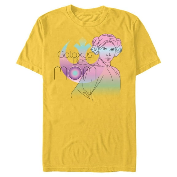 Star Wars Princess Leia Galaxy's Best Mom Ombre - Short Sleeve Blended T-Shirt for Adults - Customized-Yellow