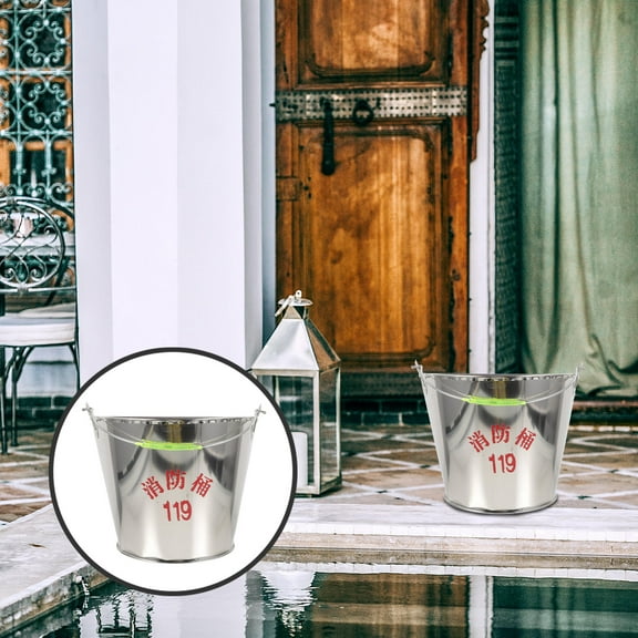 COMPUKAS Fire Bucket Stainless Steel Silver 1Pcs for Ash and Coal Containment