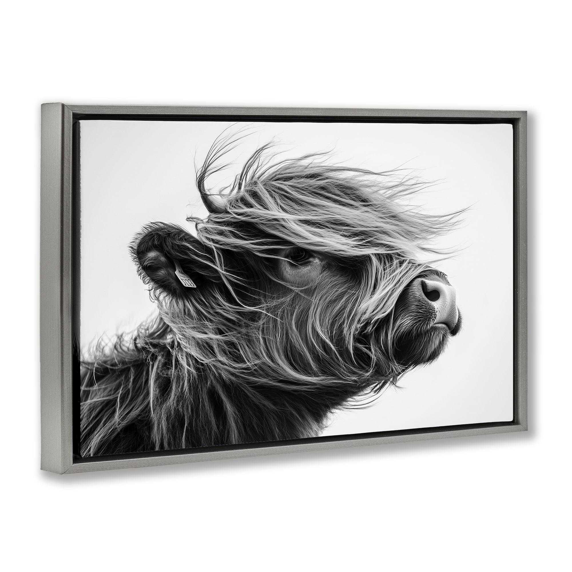 Stupell Industries Handsome Highland Portrait Gray Framed Floater Canvas Wall Art, design by Tina LeCour