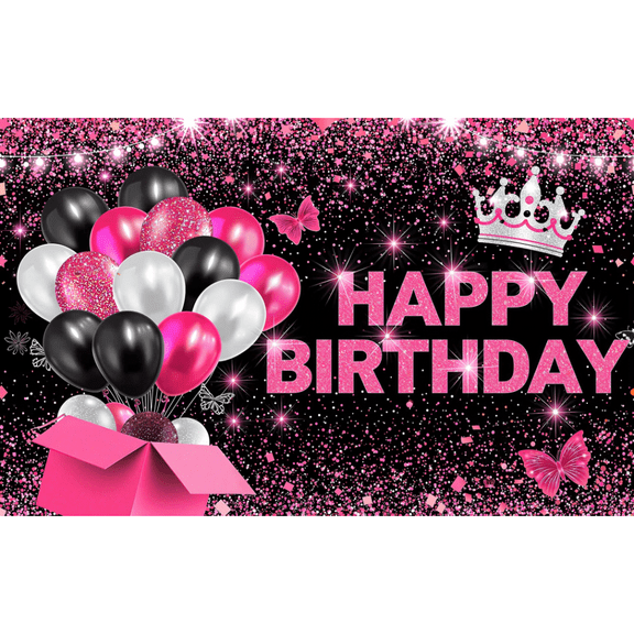 LUUFILx Pink Girl Happy Birthday Backdrop Pink Backdrop for Birthday Party Baby Girl Birthday Banner Background Pink Baby Birthday Party Supplies