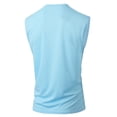 thumbnail image 4 of Men's Solid Crew Neck Wide Shoulder Mesh Sleeveless Tank Top, Breathable Casual Summer Athletic Muscle Gym Vest Light Blue, 4 of 8