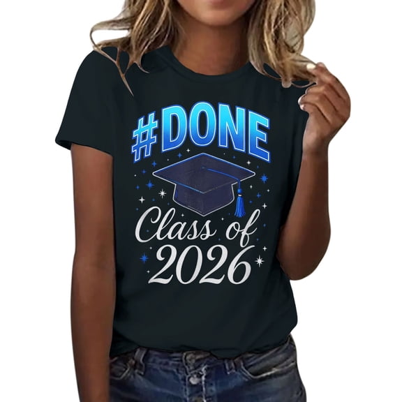 MEICHEN Graduation Gifts for Her: Class Of 2026 Senior 26 High School Graduation T Shirt Womens Spring Summer Tops