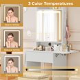 thumbnail image 2 of Foldable Drop Leaf Makeup Vanity Desk with 3 Color LED Mirror & Charging Hub, Vanity Desk Set with Storage & Cushioned Stool for Bedrooms Apartments, White, 2 of 7