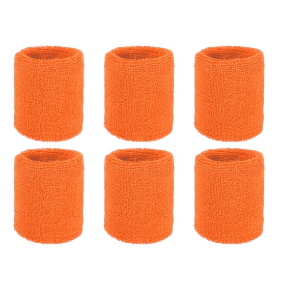 Uxcell Wristbands Sweatbands, Wrist Bands for Sweat Sports Wristbands 3x2.5 In & 6 Pack & Orange-Fitting for (Tennis/Basketball/Football/Running/Working Out/Youth)