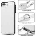 thumbnail image 5 of Case for iPhone 7 Plus iPhone 8 Plus, Premium PU Leather Case Adjustable Crossbody Strap Case Magnetic Clasp Card Slots Kickstand Durable Shockproof Back Wallet Soft TPU Cover - White, 5 of 5