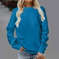 thumbnail image 2 of Htigea Plus Size Tunic Tshirts for Women Crew Neck Long Sleeve Pullover Tops Casual Everyday Loose Shirts Blue S, 2 of 5