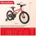 thumbnail image 3 of Costway Vélo pour Enfant de 18 Pouces pour 4 à 8 Ans avec Selle Ajustable et Guidon Antidérapant Rouge, 3 of 10