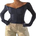 thumbnail image 3 of T-Shirt Slim Ajusté Décontracté à Manches Longues en Maille à Manches Courtes, 3 of 7
