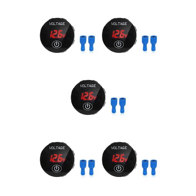 Youkk DC 5V-48V Voltmeter with Terminal LED Digital Display Car Voltage Meter IP65 Waterproof Accessory for RV Vehicle Automobile Red 5Set