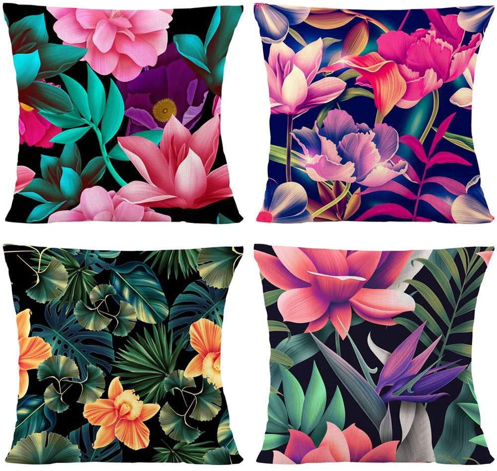 18x18" Throw PILLOW COVER Floral Double-Sided Decorative Flower Bed Cushion Case 