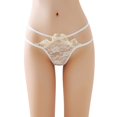 thumbnail image 1 of Gibobby Bragas elásticas para mujer Mujer encaje jacquard tanga cintura correa sexy bragas （Beige，Talla única), 1 of 5