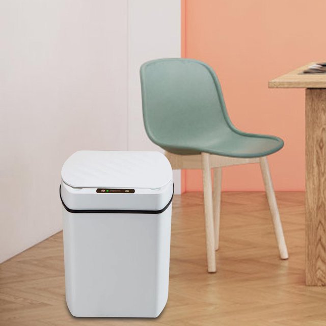 Bote de basura eléctrico Bote de basura inteligente para sala de estar Dormitorio Baño Oficina Blanco Soledad Bote de basura inteligente