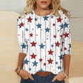thumbnail image 5 of Lpmadey Red White and Blue Shirts for Women Crew Neck 3/4 Sleeve Patriotic T shirts American Flag Graphic Tunic Tops, 5 of 5