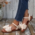 thumbnail image 2 of Xucatan Women's Floral Applique Flat Sandals, Open Toe Casual Summer Shoes with Adjustable Ankle Strap, Faux Leather Cushioned Footbed Beach Slippers, Versatile Solid Color Gift, 2 of 9