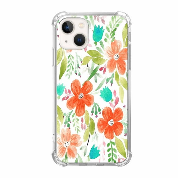 Watercolor Roses Case for iPhone 14,Aesthetic Colourful Floral Pattern Soft TPU Bumper Case Cover