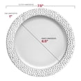 thumbnail image 4 of Smarty 7.5" White Silver Hammered Rim Round Plastic Salad Plates 120ct, 4 of 7