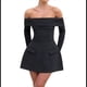 thumbnail image 2 of Vestido Mini para Mujer, con Hombros Descubiertos, Larga, Corte A, Vestido Formal Corto, para Fiesta y Club Negro S, 2 of 10