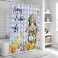 thumbnail image 6 of Easter Rabbits Shower Curtain, Waterproof Shower Curtains for Bathroom, Watercolor Eggs Flowers Butterflies Purple Plaid Washable Fabric Bathtub Curtain Set Bath Decor with 12 Hooks Stall 36"x72", 6 of 8