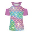 thumbnail image 3 of Tops con estampado de hombros descubiertos de manga corta con cuello en V para mujer Pompotops  hkajfhjk466930, 3 of 4