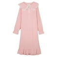 thumbnail image 4 of IQPE Women‘s Flannel Nightgown Long Sleeve Warm Sleep Dress Cozy Winter Pajamas Princess Style Loungewear Pink, 4 of 4