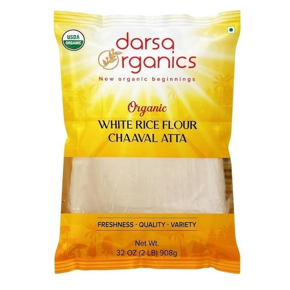 Darsa Organics White Rice Flour - 2 lb, Premium Organic Rice Flour for Baking, USDA Organic, Non-GMO, Rice Powder Ideal for Gluten-Free Diets, Chemical Free Food Grade Pouch