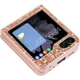 thumbnail image 5 of Bling Case for Samsung Galaxy Z Flip 5 5G,Slim Galaxy Z Flip 5 Case Women Girly Cute Sparkly Glitter Sequins Crystal Diamond Hard PC Back Flexible TPU Bumper Case,Rose Gold, 5 of 7