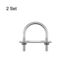 thumbnail image 3 of Uxcell Round U-Bolts 2 Sets 58mm(2.28") Inner Width 84mm Length M8 304 Stainless Steel with Nuts Washers and Plates, 3 of 5
