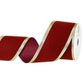 thumbnail image 2 of HOMEFORD Christmas Velvet Metallic Scalloped Edge Wired Ribbon, 2-1/2-inch, 10-yard, Dark Red/Gold, 2 of 3