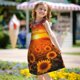thumbnail image 5 of Balery Sunset Golden Sunflower Field Camisón de princesa para niñas, pijama de algodón con mangas abullonadas, suave y bonito.-X-Large, 5 of 6