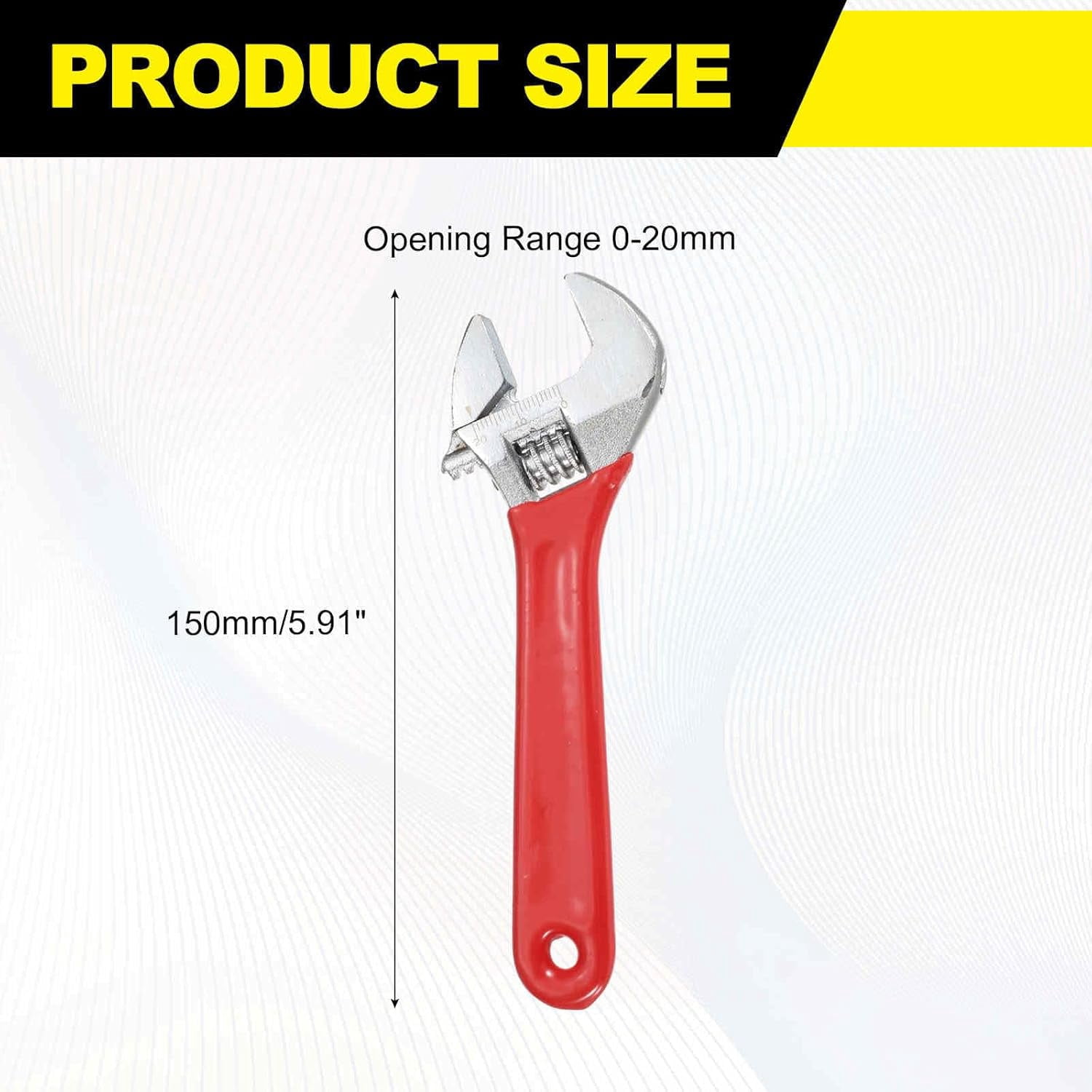 MKEUDQ-Adjustable Wrench 6" High Carbon Steel Industrial Wide Jaw Wrench Adjustable Repairs Spanner Tool with Graduated Scale for Home Garage Workshop Plumbing, Red