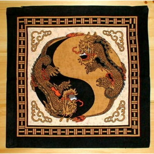 Yin Yang Dragon Cushion Pillow Cover, Yin Yang Rug Black Clover