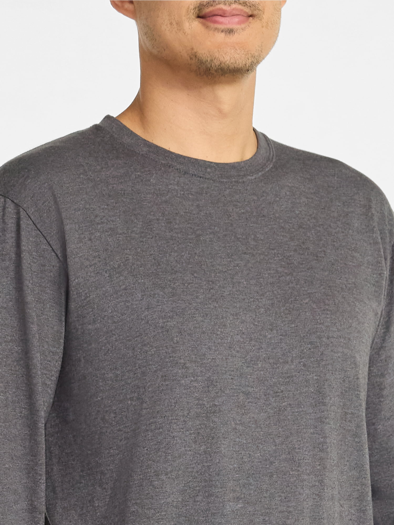 Athletic Works Men's and Big Men's Cotton Tee with Long Sleeves, Sizes S-3XL