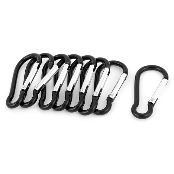 Hiking Calabash Shape Spring Clip Carabiner Hook Key Bottle Holder 8pcs Black