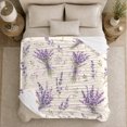thumbnail image 4 of Lavender Bouquets With Lilac Bows, Cozy Flannel Blanket for Lavender Bouquet Enthusiasts, Romantic Botanical Watercolor Pattern Home Decor for Living Room and Bedroom, Mother's Day Gift, 4 of 7