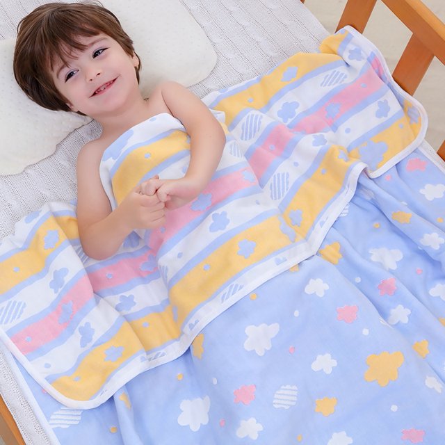 Toalla de baño para bebé de 110 x 110 cm, manta de 6 capas de gasa jacquard, colcha para niños, toalla de baño de algodón para bebé