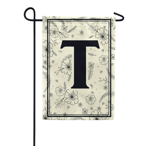 America Forever Spring Monogram Garden Flag Letter T 12.5 x 18 inches Double Sided Vertical Outdoor, Yard, Lawn, Beautiful Flowers, Floral Design, Welcome Spring Seasonal Art